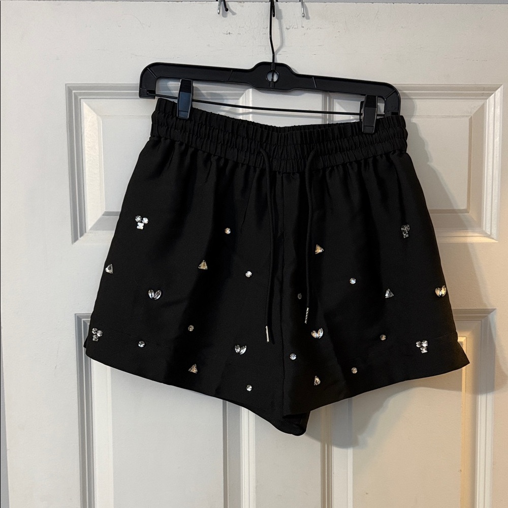 Sandro Black Embellished Women’s Shorts - Drawstring Waist